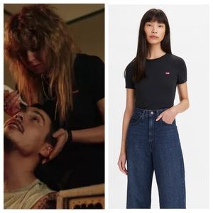 Levi’s logo black short sleeve ribbed baby tee